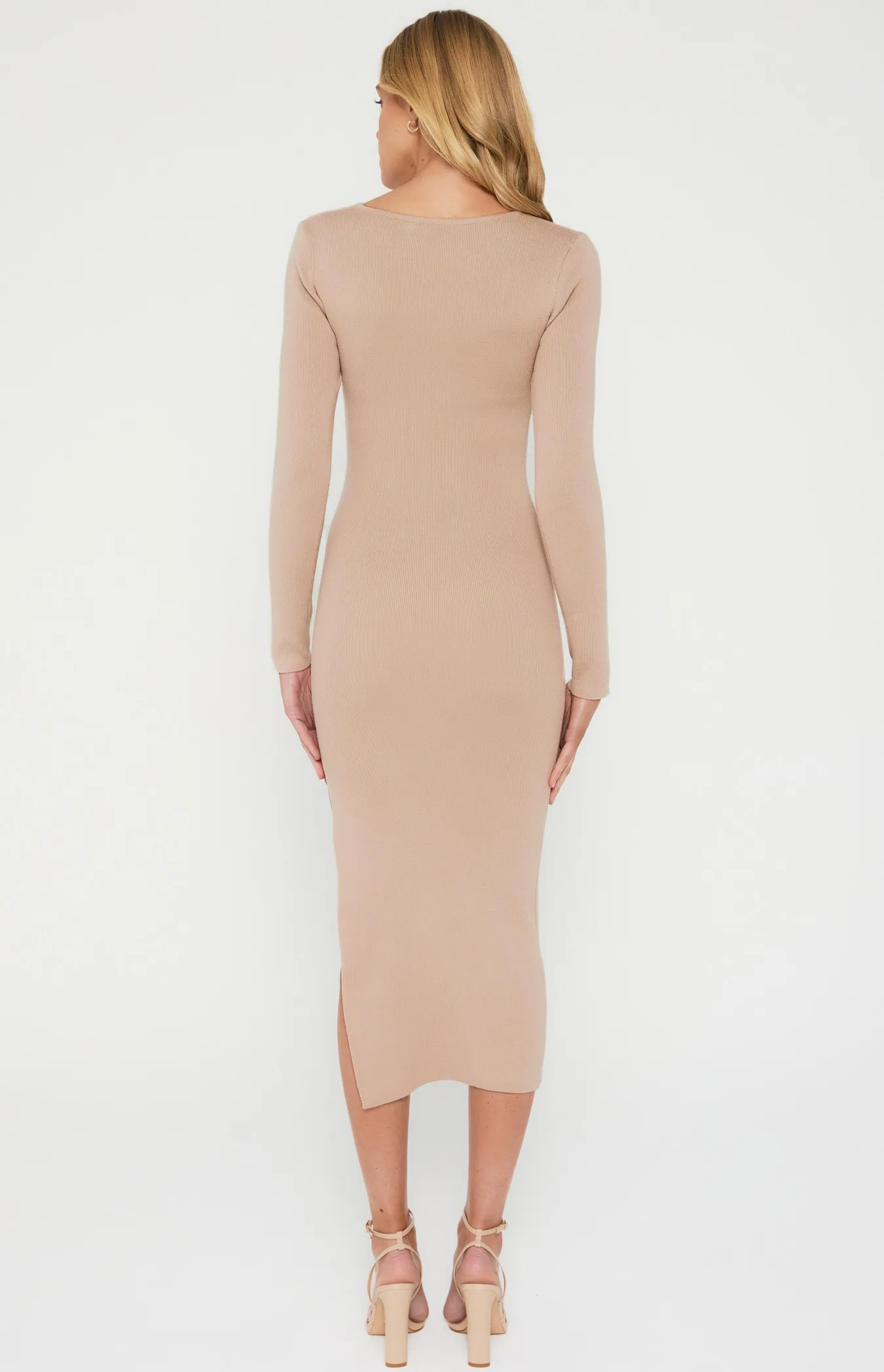 Knit Midi Dress with Chain Neckline Detail