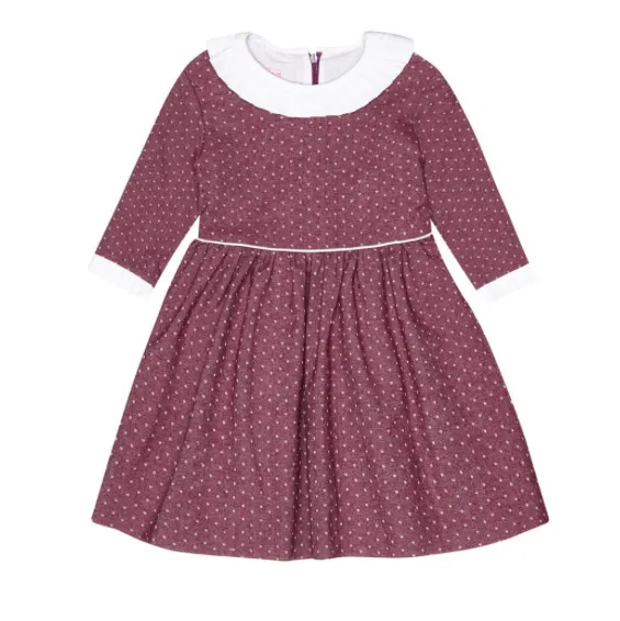 La Coqueta Mulberry White Polka Dot Dress Frill Collar 9 Years