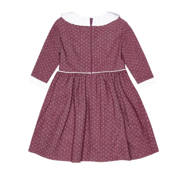 La Coqueta Mulberry White Polka Dot Dress Frill Collar 9 Years