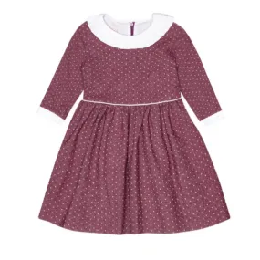 La Coqueta Mulberry White Polka Dot Dress Frill Collar 9 Years