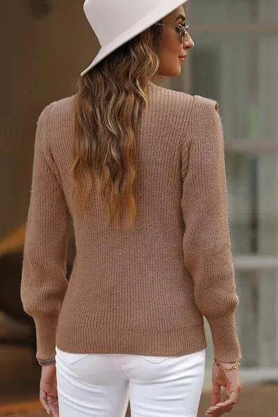 Long Sleeve Sweater with Notched Detail by Susan