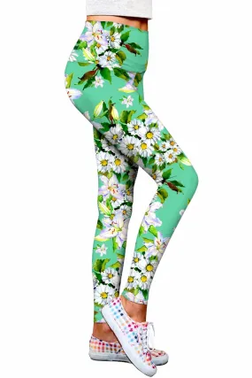 Lucy Green Women's Eco Leggings with Flower Party Performance