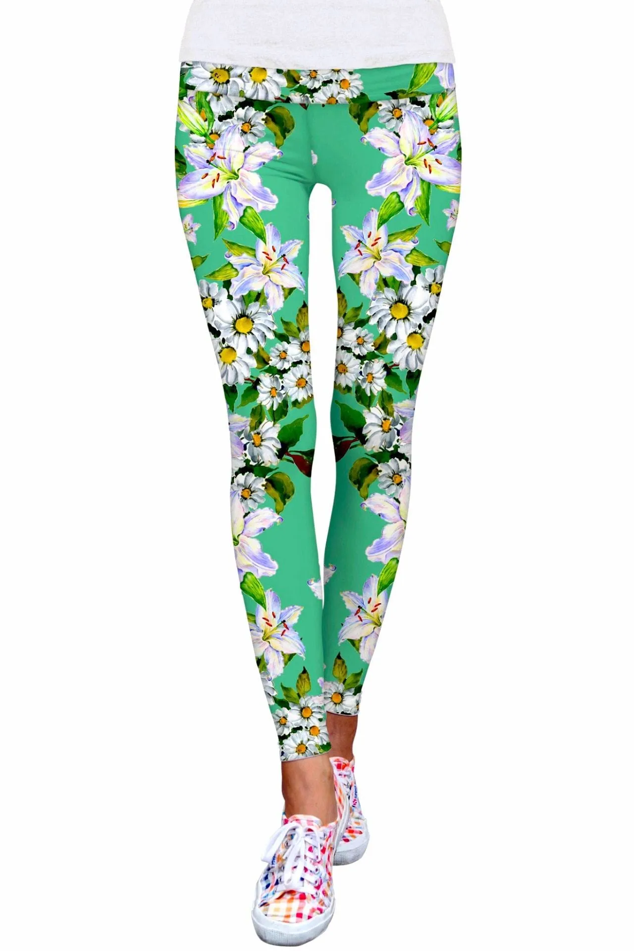 Lucy Green Women's Eco Leggings with Flower Party Performance