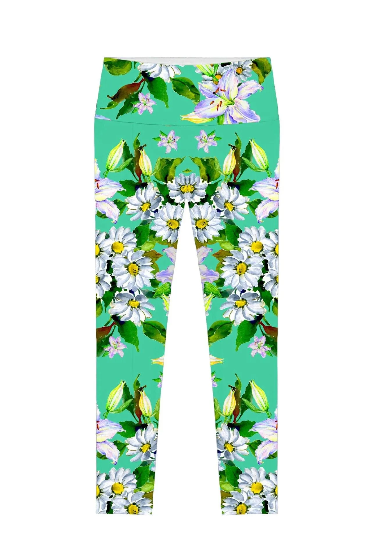 Lucy Green Women's Eco Leggings with Flower Party Performance