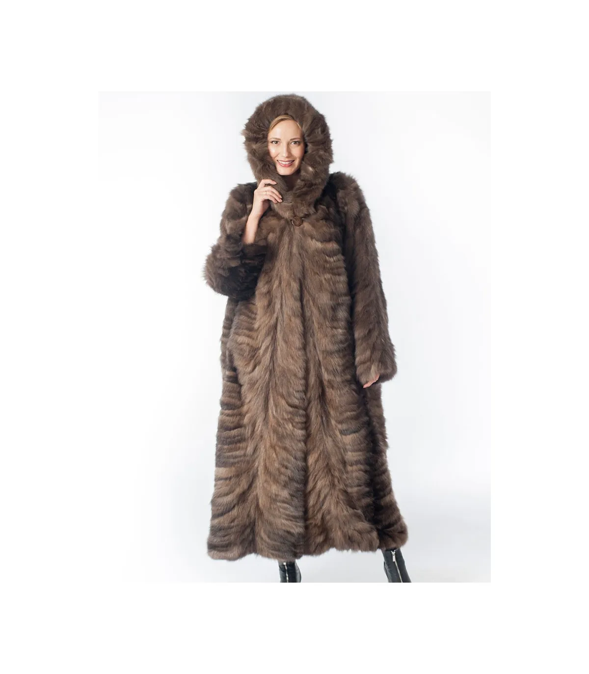 Luna Sable Fur Coat with Hood: FurHatWorld