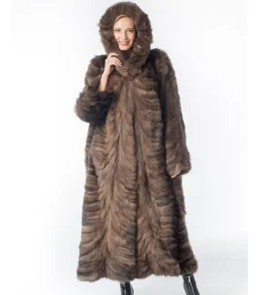 Luna Sable Fur Coat with Hood: FurHatWorld