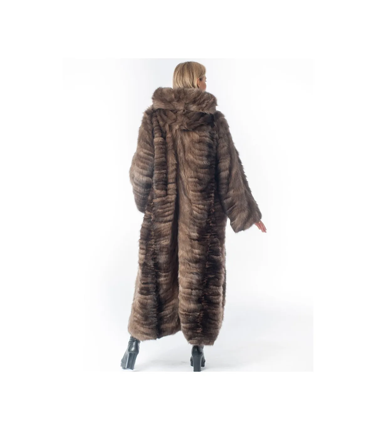 Luna Sable Fur Coat with Hood: FurHatWorld