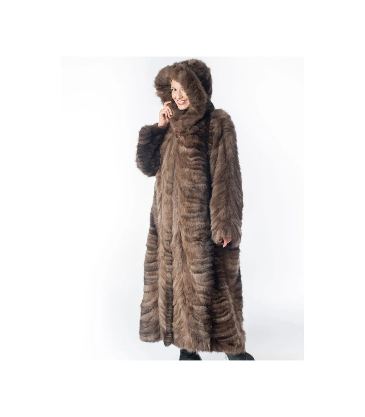 Luna Sable Fur Coat with Hood: FurHatWorld