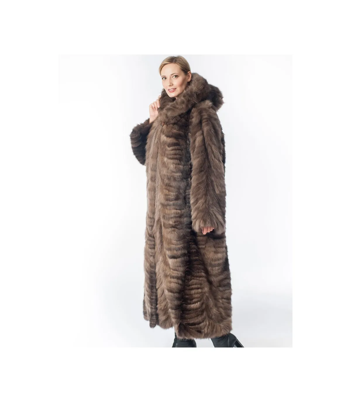 Luna Sable Fur Coat with Hood: FurHatWorld