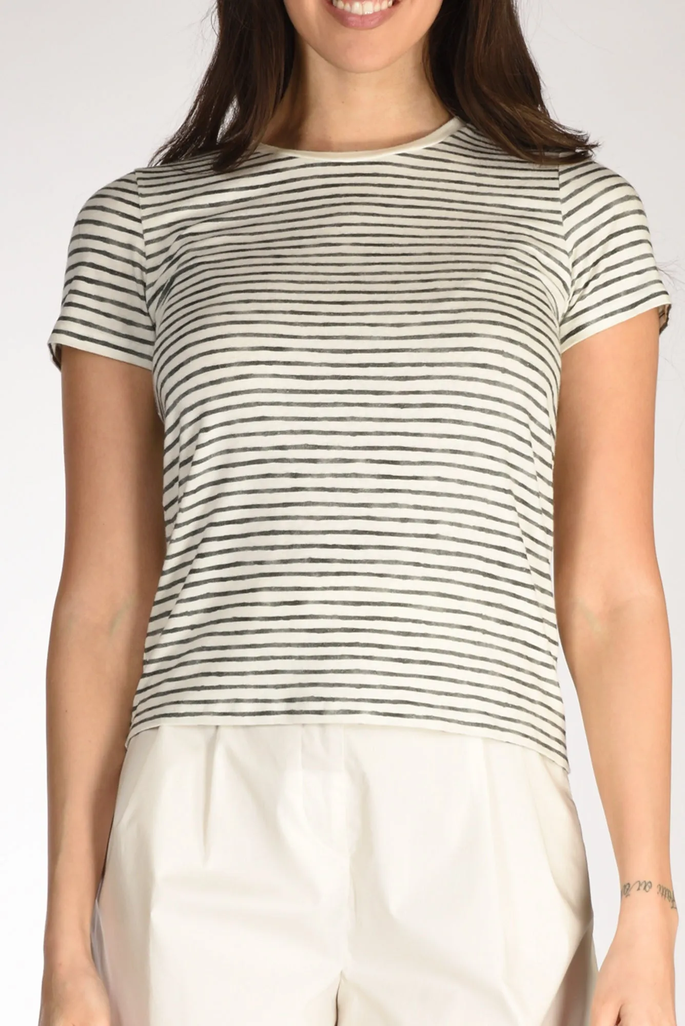 Majestic Filatures Paris Striped White/Black Women's T-shirt.