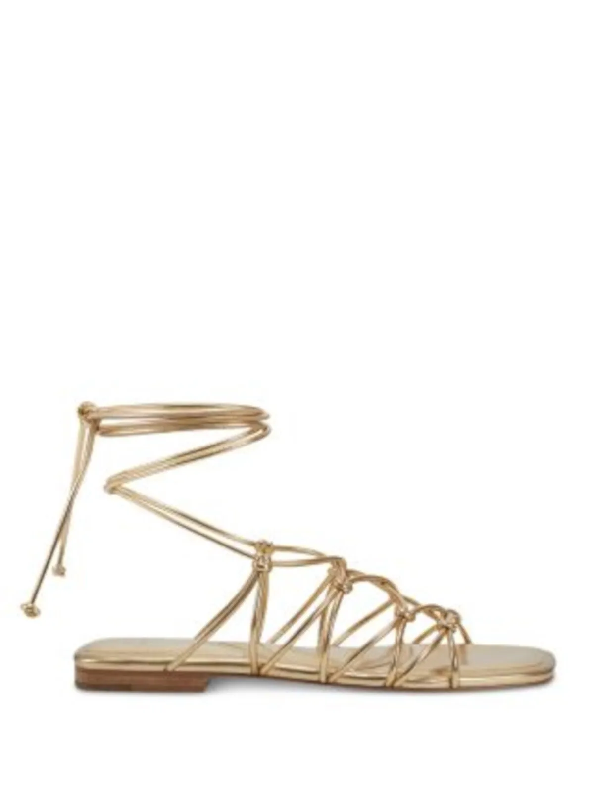 MARC FISHER LTD Women's Gold Ankle Wrap Gladiator Sandals Square Toe Lace-Up Strappy Shoes