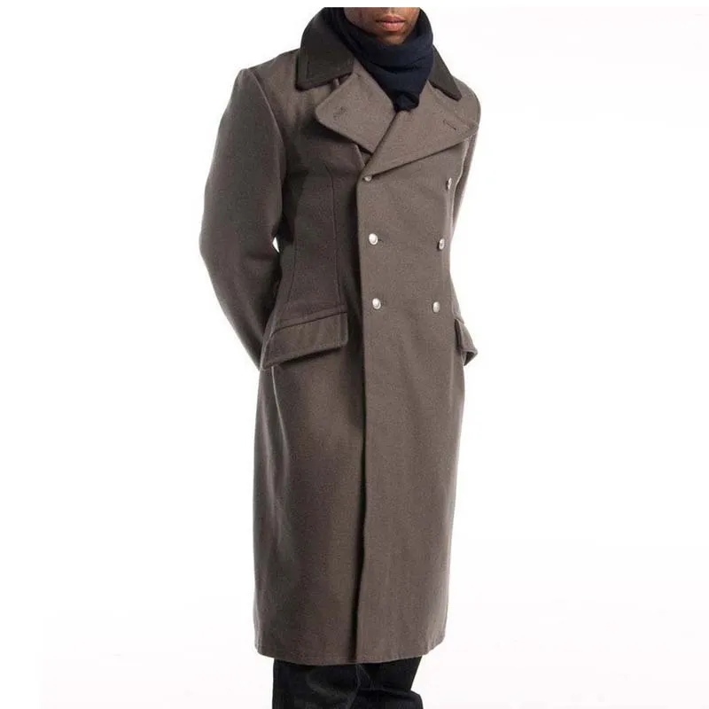 Stylish Men's Wool Coat with Contrast Collar