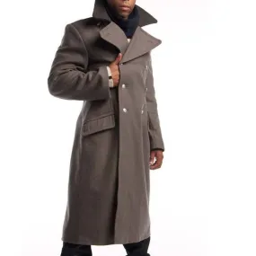 Stylish Men's Wool Coat with Contrast Collar