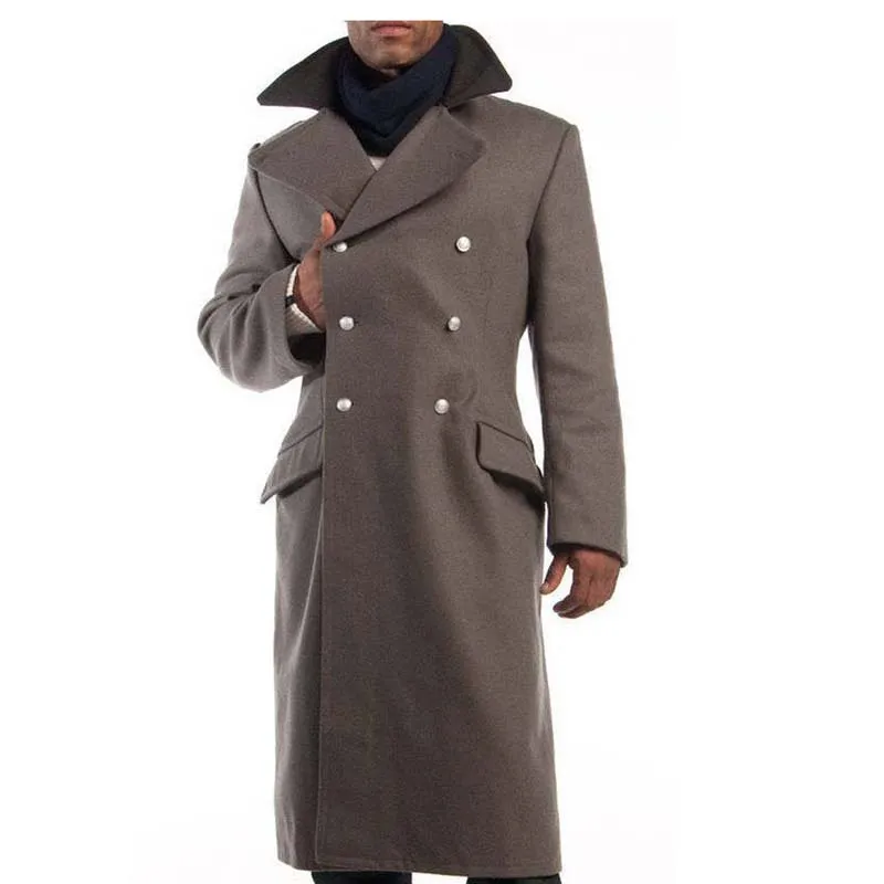 Stylish Men's Wool Coat with Contrast Collar