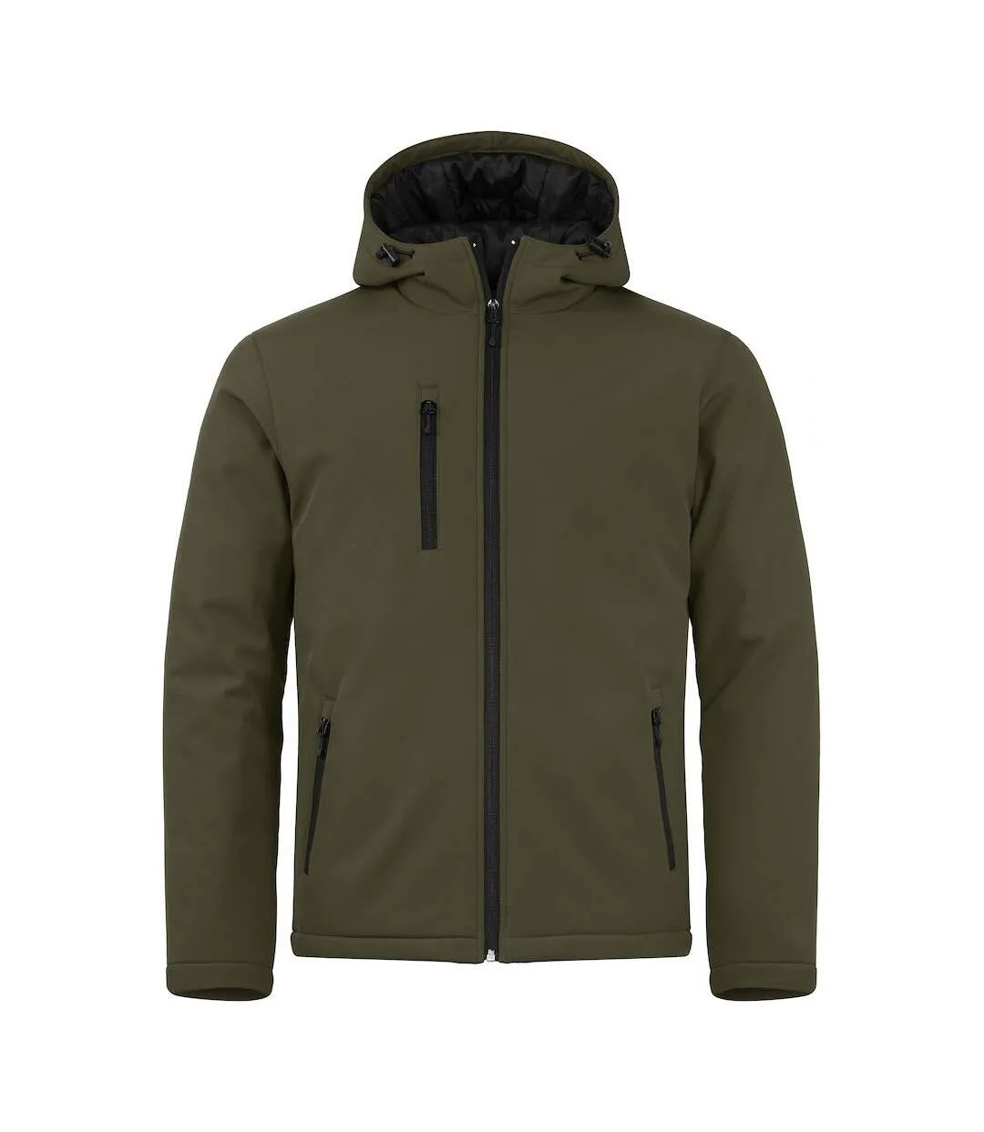 Mens green padded soft shell jacket