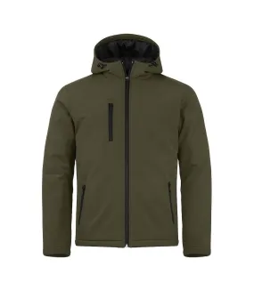 Mens green padded soft shell jacket