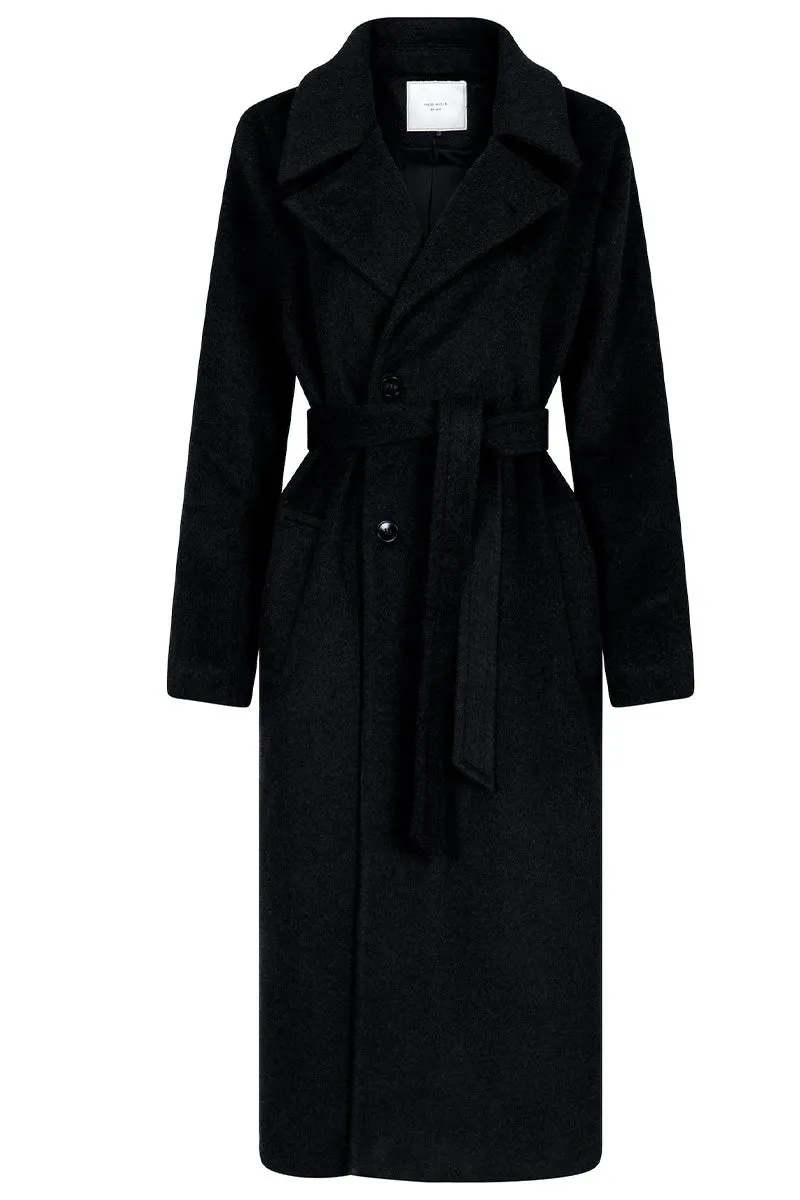 Neo Noir Dark Grey Edgar Wool Coat - Jakke