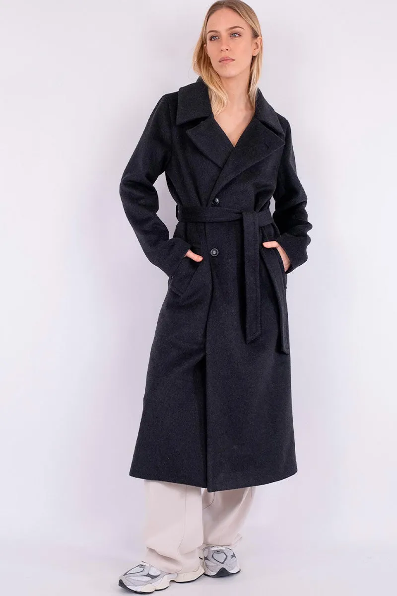 Neo Noir Dark Grey Edgar Wool Coat - Jakke