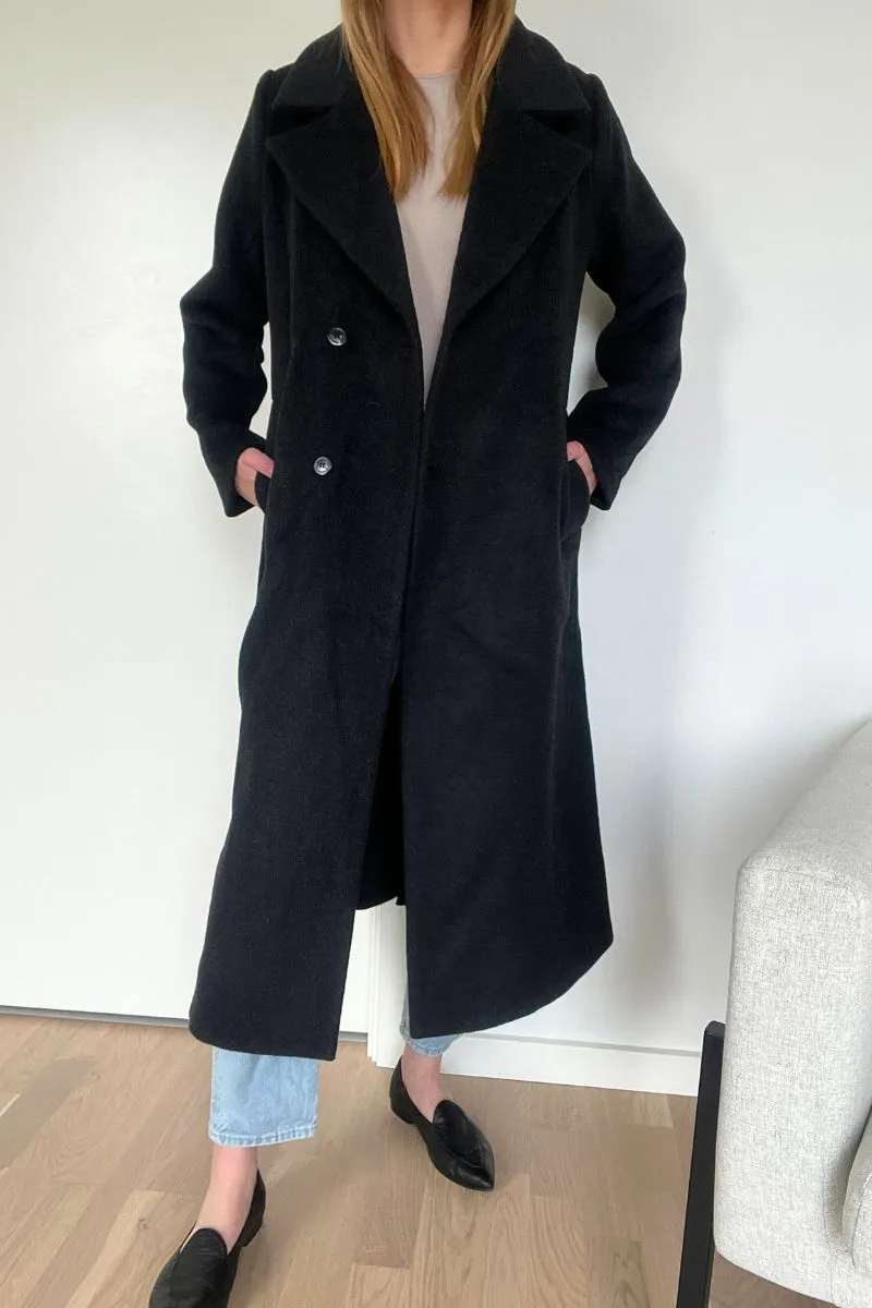 Neo Noir Dark Grey Edgar Wool Coat - Jakke