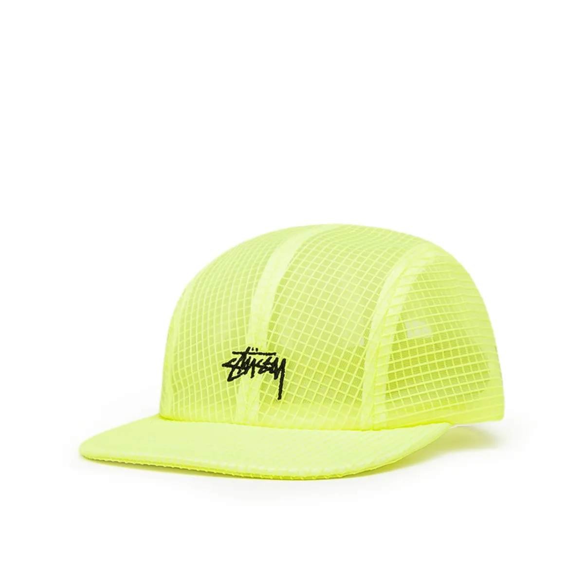 Neon Yellow Stüssy Grid Mesh Warm Up Cap