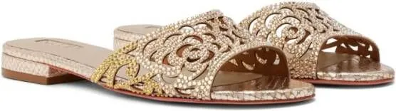 NICOLI Gold Esmee Crystal-Embellished Leather Sandals