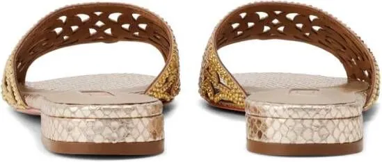 NICOLI Gold Esmee Crystal-Embellished Leather Sandals