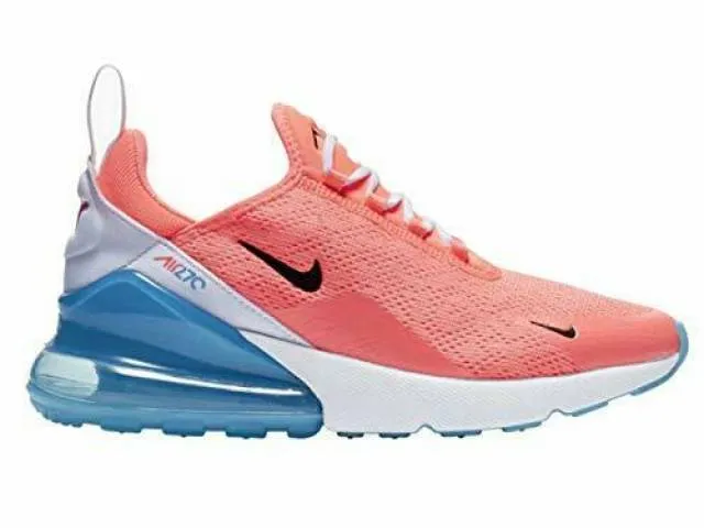 Nike Air Max 270 Mesh Shoes for Women Lava Glow Black White Blue Fury