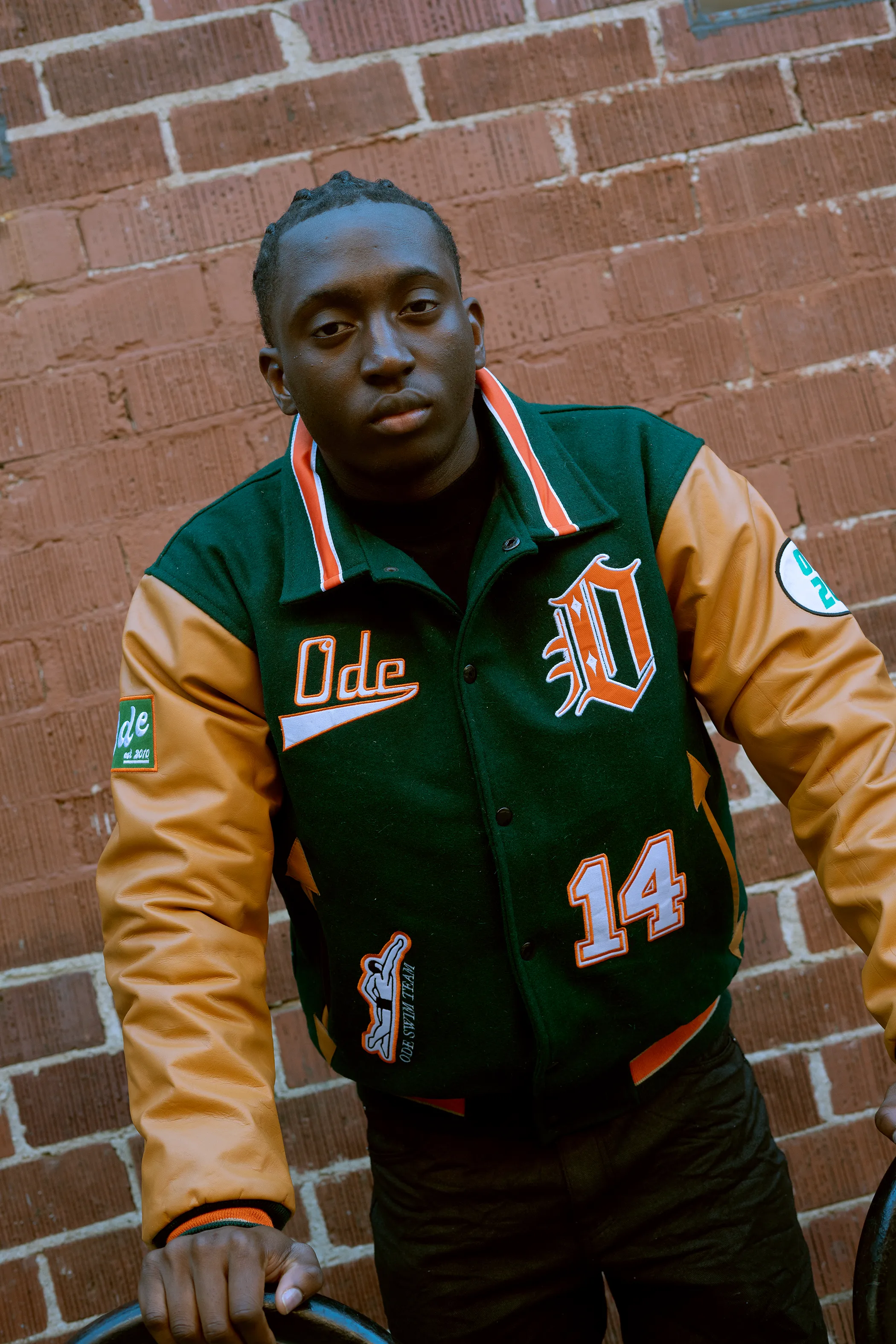 ODE Swim Team Green Orange Varsity Jacket