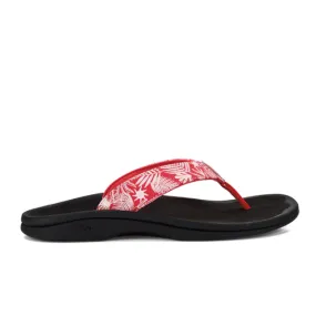 Olukai Women's Ohana Sandal Coral Lehua Flower Onyx.