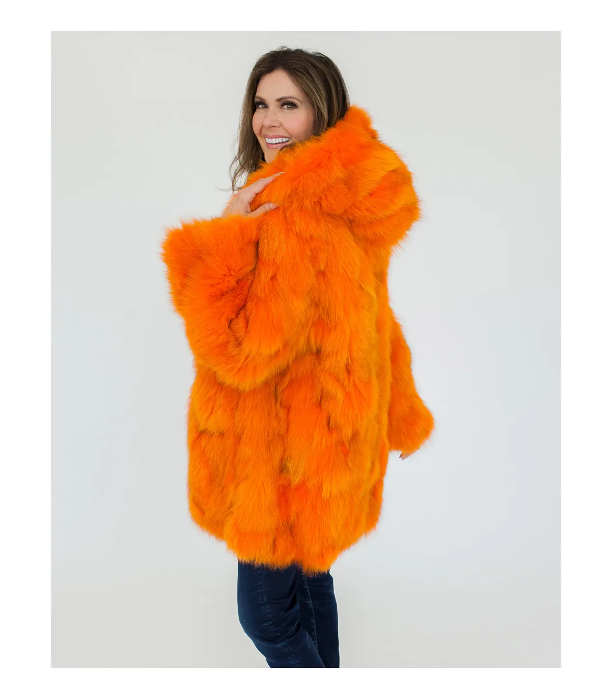 Orange Fox Fur Coat