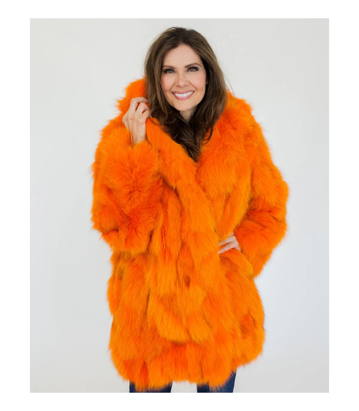 Orange Fox Fur Coat