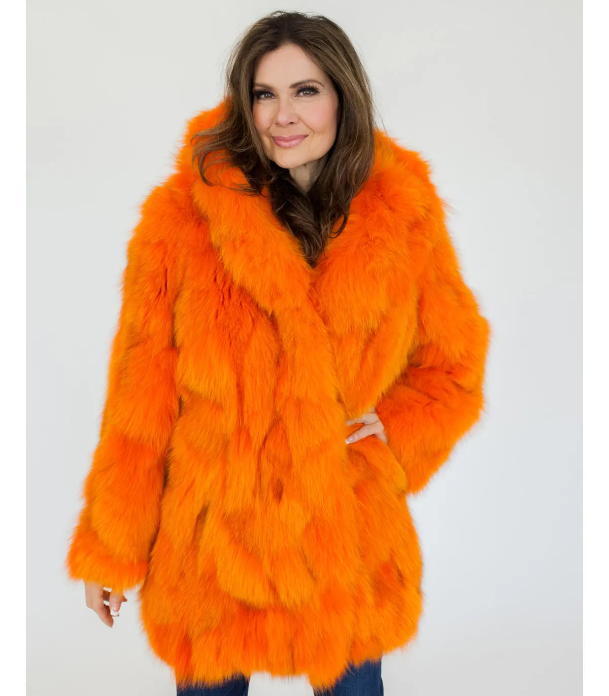 Orange Fox Fur Coat