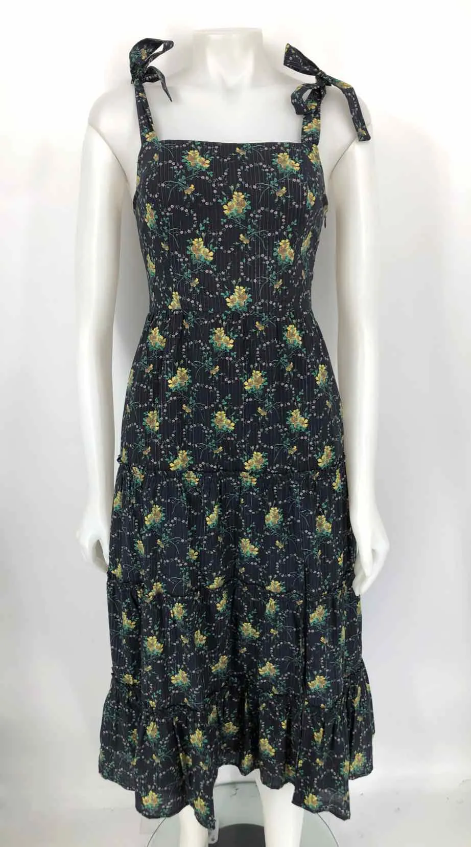 PAIGE Navy Yellow Floral X-SMALL Dress