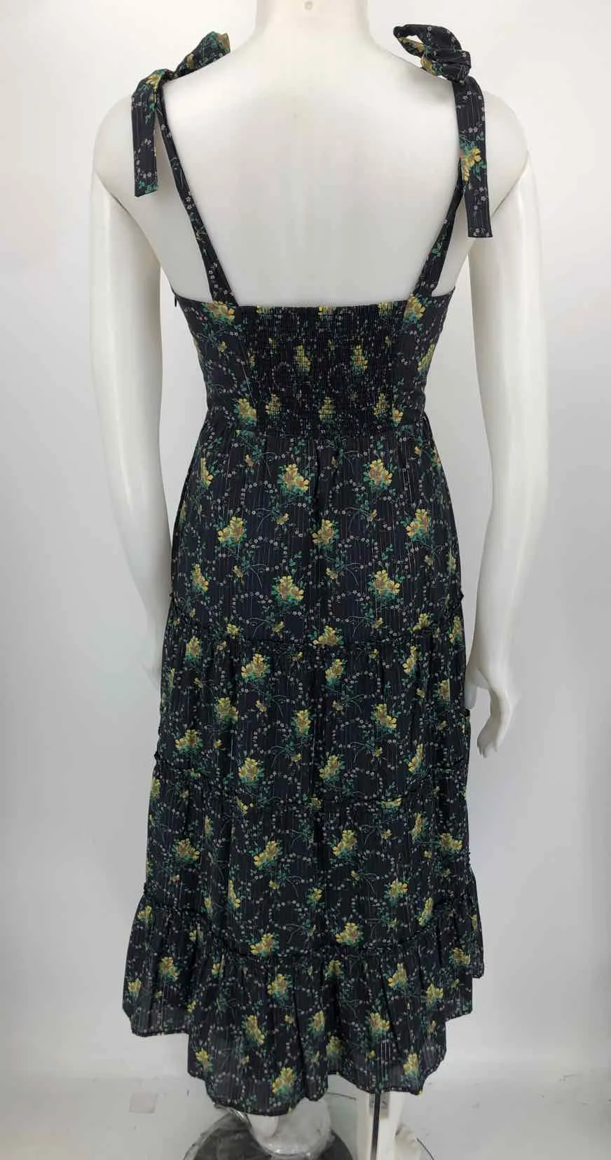 PAIGE Navy Yellow Floral X-SMALL Dress