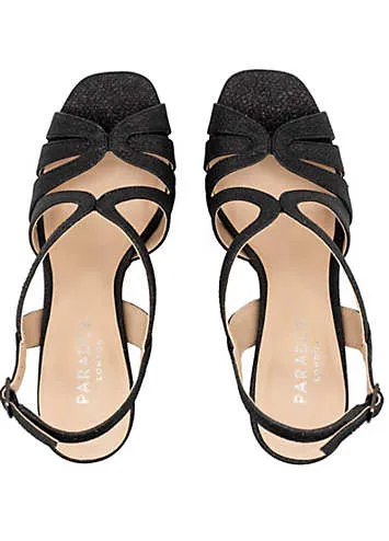 Paradox London Black Glitter Platform Sandals Grattan