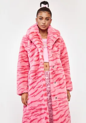 Pink Tiger Kai Faux Fur Coat - Women's Trendy Outerwear