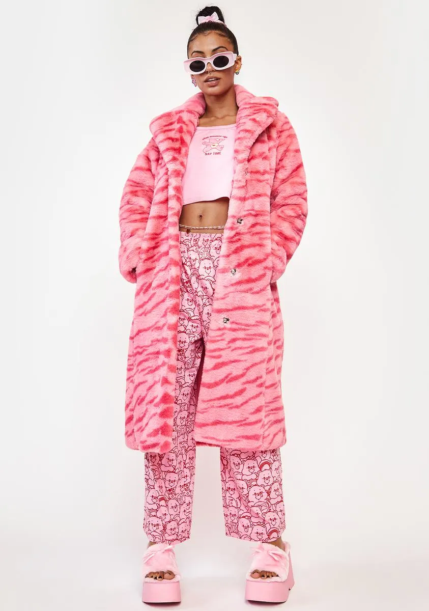 Pink Tiger Kai Faux Fur Coat - Women's Trendy Outerwear