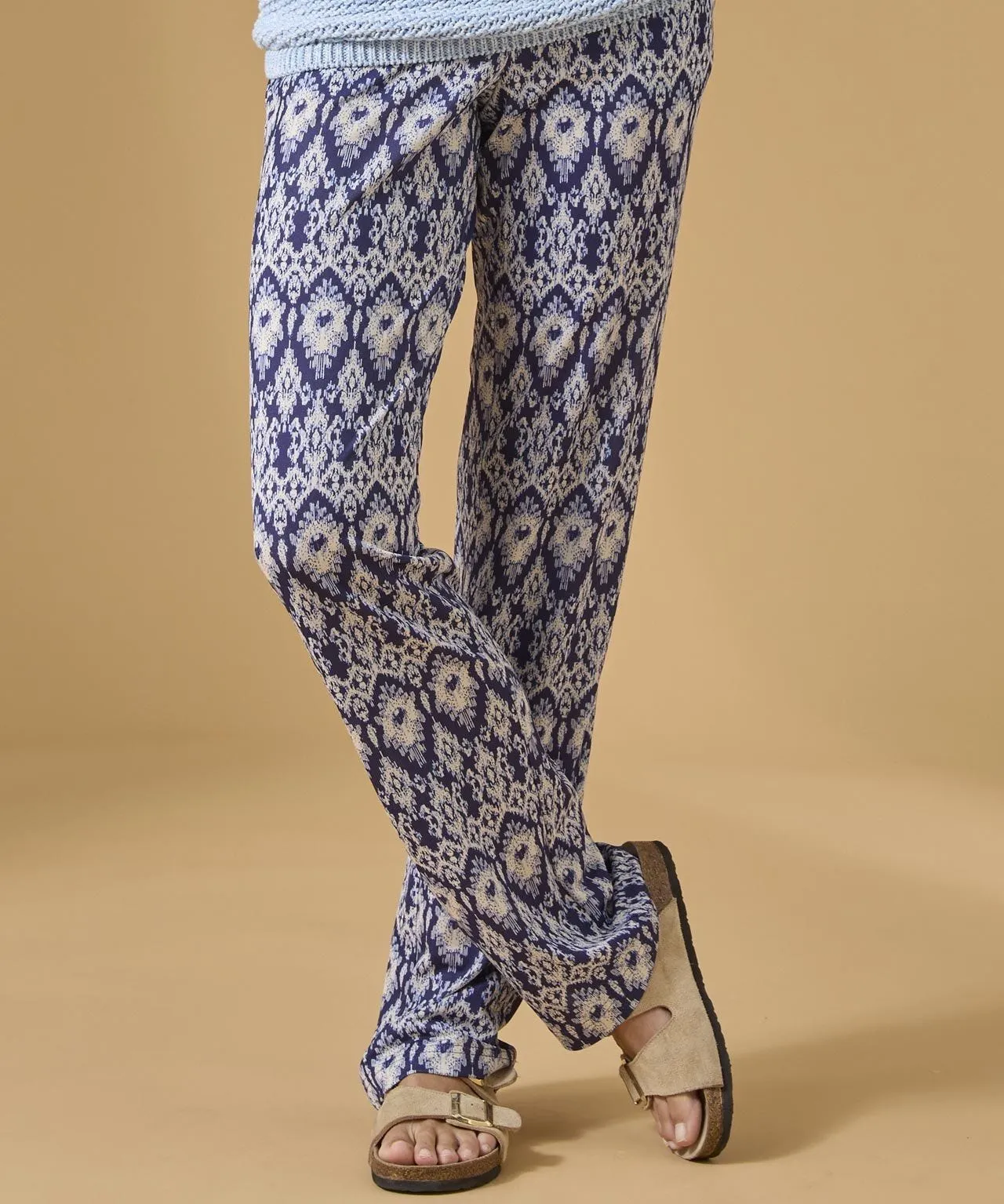 Printed Jersey Tapered-leg Trousers