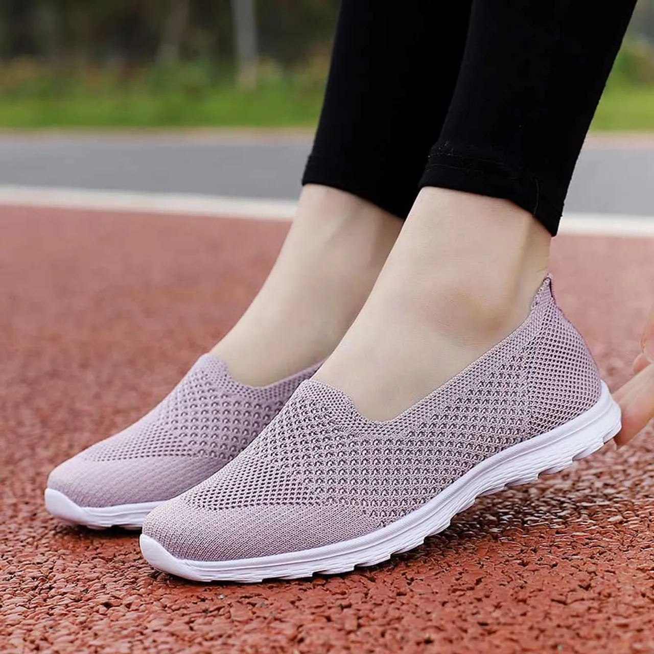 Purple Flyknit Casual Slip-on Sneaker