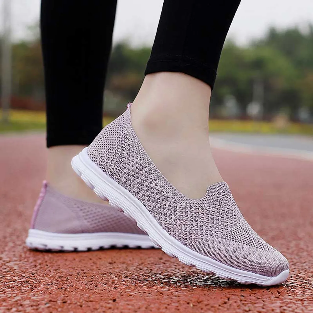 Purple Flyknit Casual Slip-on Sneaker