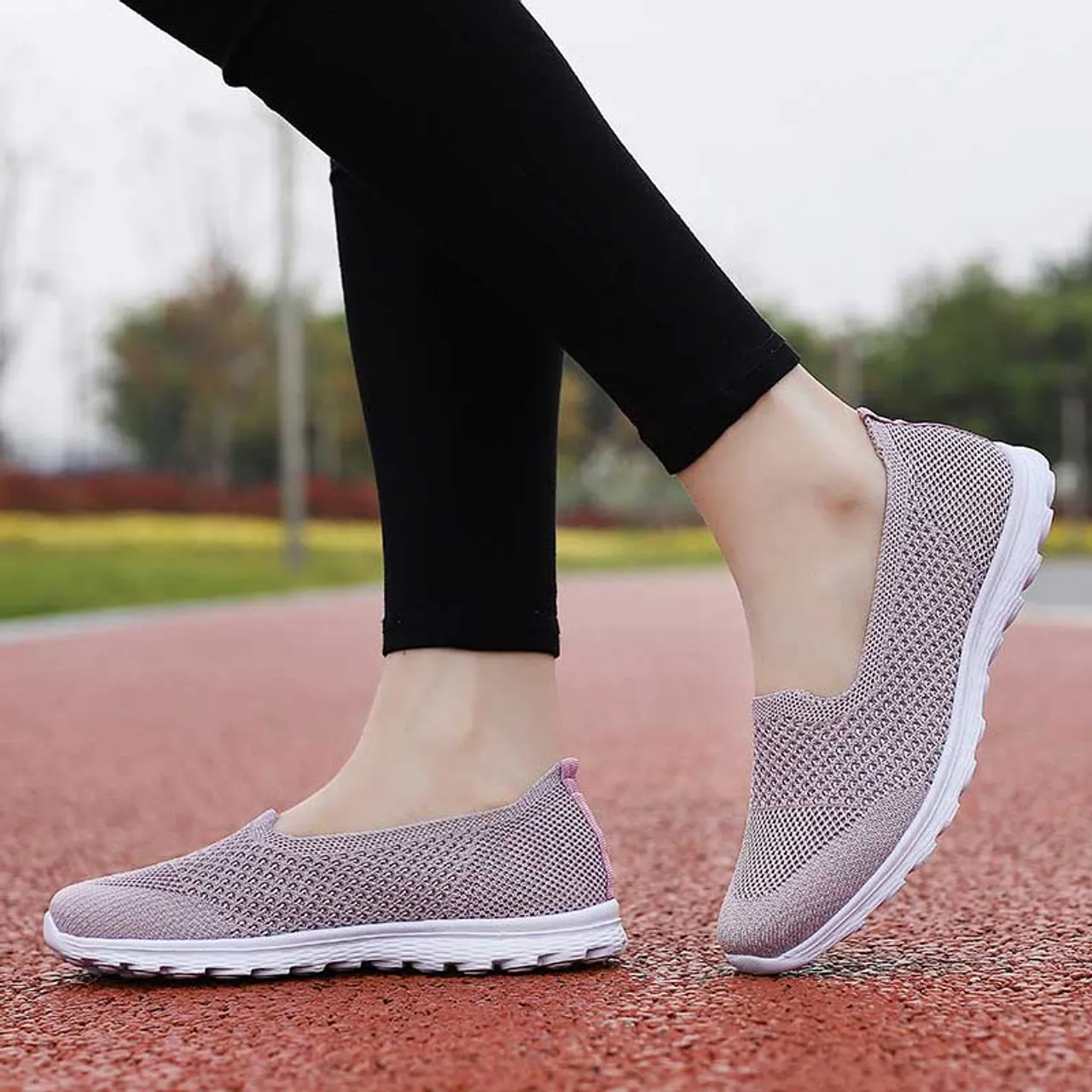 Purple Flyknit Casual Slip-on Sneaker