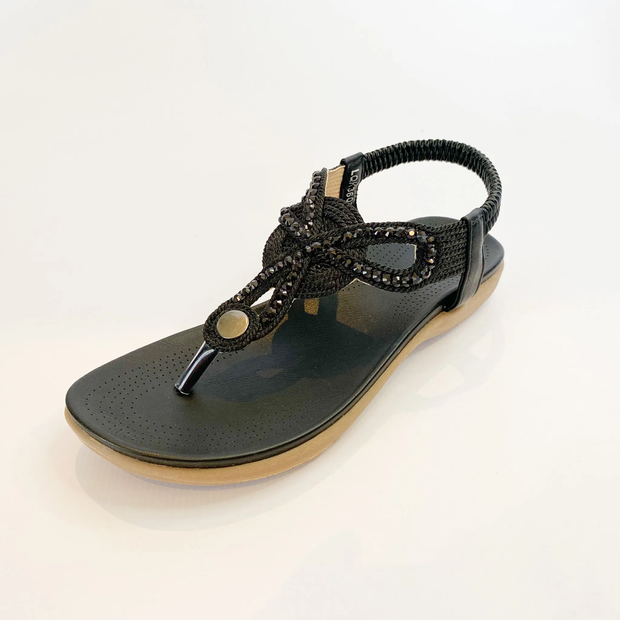 Beaded black toe ring sandals - Google search