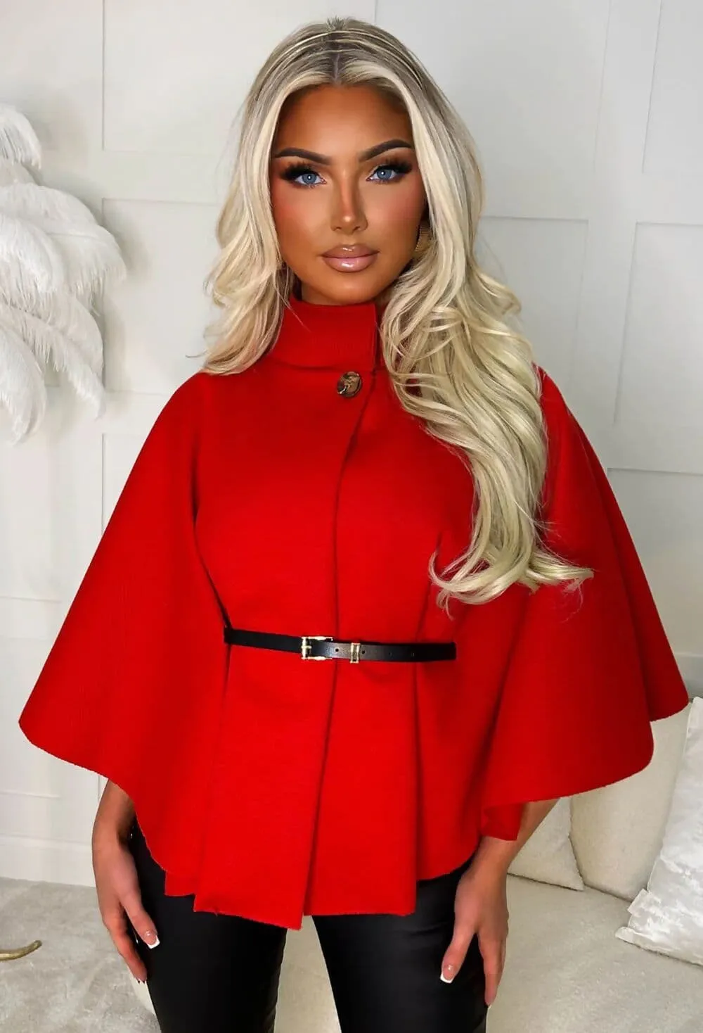 Red Cape Jacket with Belt