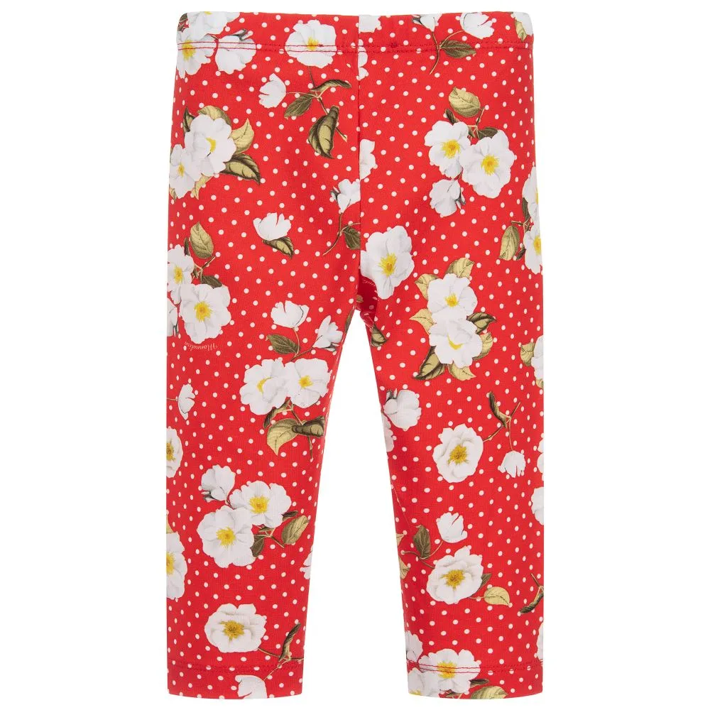 Floral Red Cotton Leggings