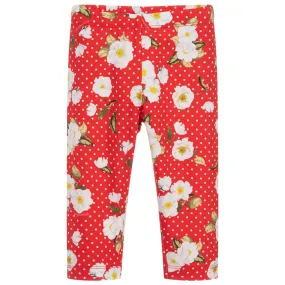 Floral Red Cotton Leggings