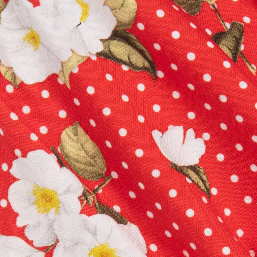 Floral Red Cotton Leggings