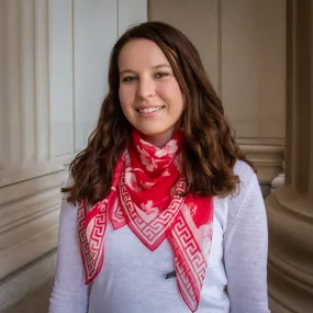 Red Floral Chiffon Silk Scarf