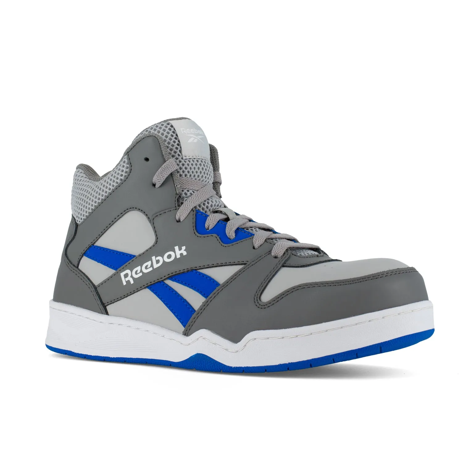 Reebok Men's Grey/Cobalt Blue Leather Work Boots High Top Sneaker CT.