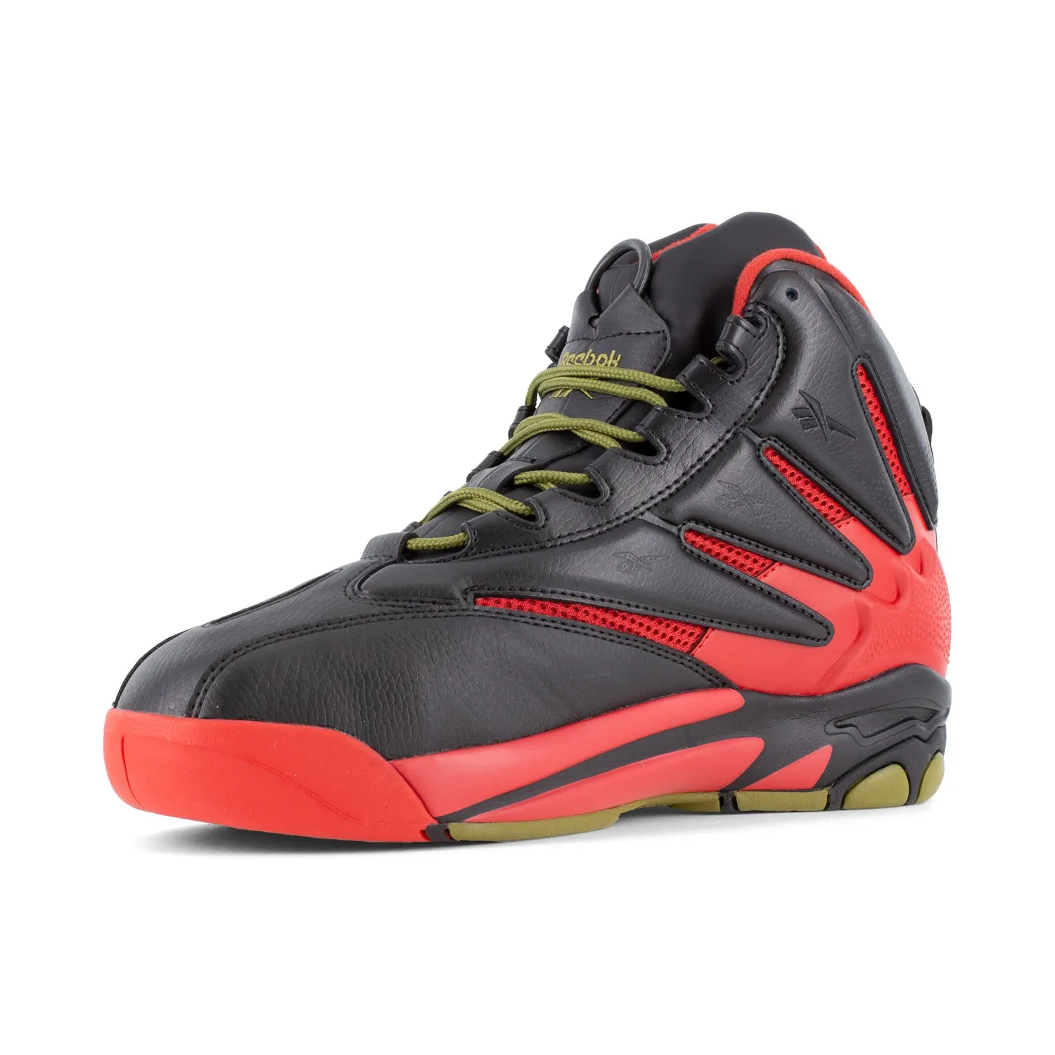 Reebok Men's The Blast Black/Red Leather MetGuard Work Shoes Sale