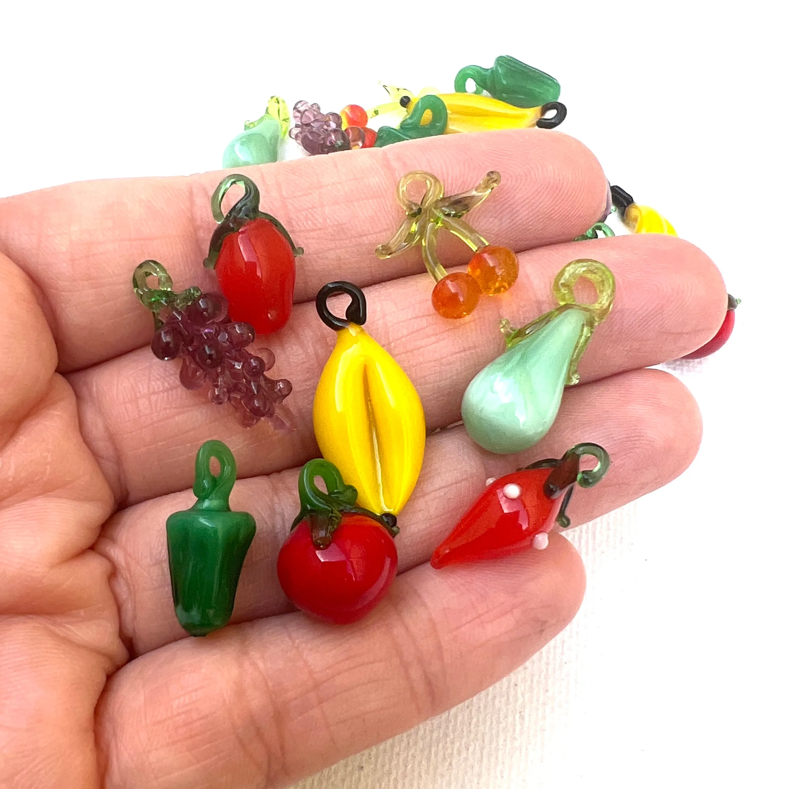 Retro Glass Fruit and Vegetable Charms